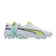 Puma King Ultimate Icon MG Low-Top White Green Yellow For Men Soccer Cleats 