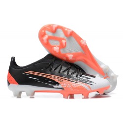 Puma Ultra Ultimate FG Low-Top Black White Red For Men Soccer Cleats 