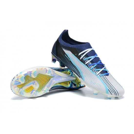 Puma Ultra Ultimate FG Low-Top Blue White For Men Soccer Cleats