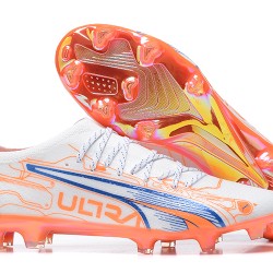 Puma Ultra Ultimate FG Low-Top Blue White Orange For Men Soccer Cleats 
