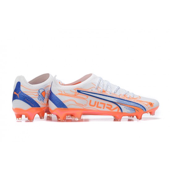 Puma Ultra Ultimate FG Low-Top Blue White Orange For Men Soccer Cleats