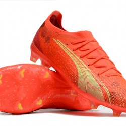 Puma Ultra Ultimate FG Low-Top Red Gold For Men Soccer Cleats 