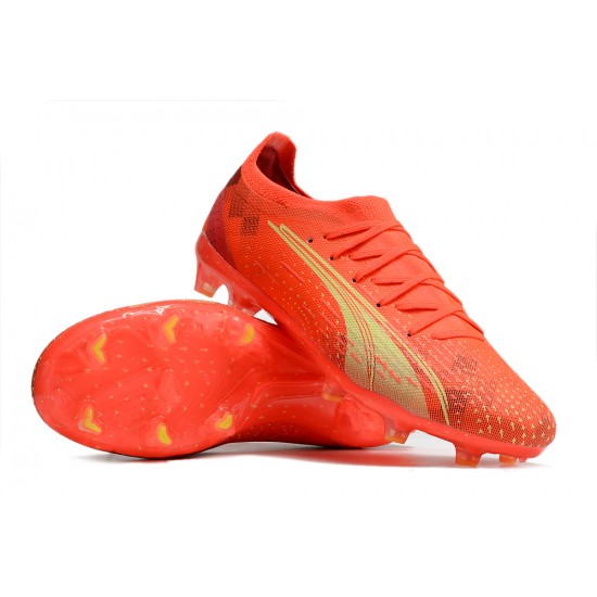 Puma Ultra Ultimate FG Low-Top Red Gold For Men Soccer Cleats 