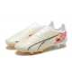 Puma Ultra Ultimate FG Low-Top White Beige Red For Men Soccer Cleats