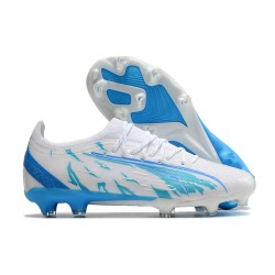 Puma Ultra Ultimate FG Low-Top White Blue For Men Soccer Cleats 
