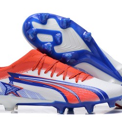 Puma Ultra Ultimate FG Low-Top White Blue Red For Men Soccer Cleats 