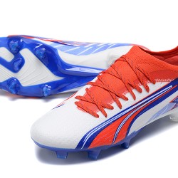 Puma Ultra Ultimate FG Low-Top White Blue Red For Men Soccer Cleats 