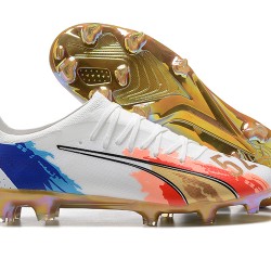 Puma Ultra Ultimate FG Low-Top White Gold For Men Soccer Cleats 