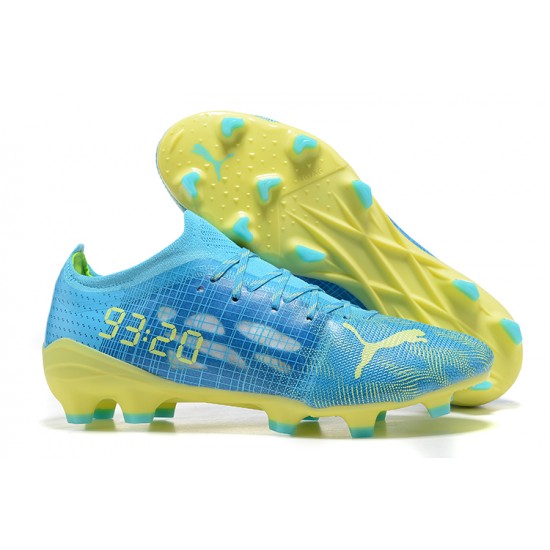 Puma ultra 1.4 FG Low-Top Blue Yellow And Green For Men Soccer Cleats