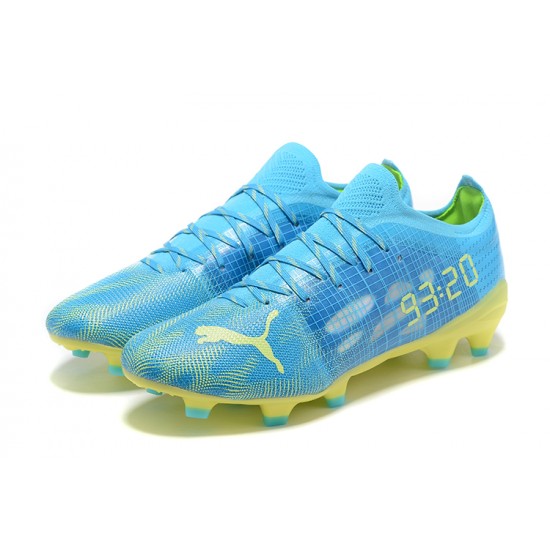 Puma ultra 1.4 FG Low-Top Blue Yellow And Green For Men Soccer Cleats