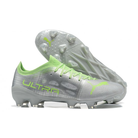 Puma ultra 1.4 FG Low-Top Sliver And Green For Men Soccer Cleats