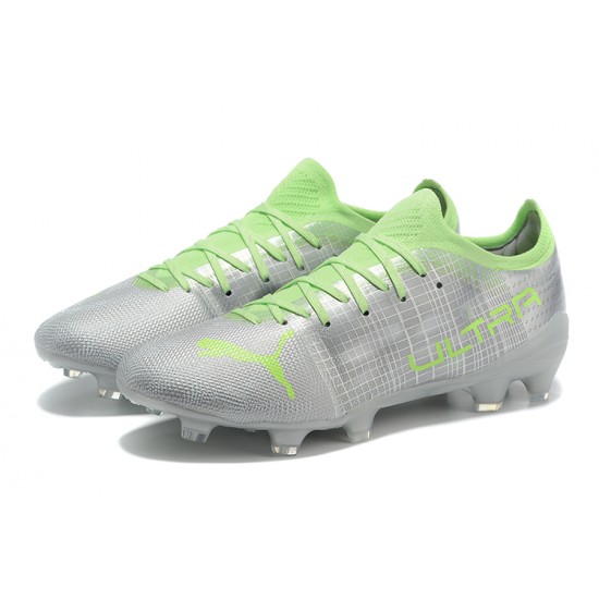 Puma ultra 1.4 FG Low-Top Sliver And Green For Men Soccer Cleats 