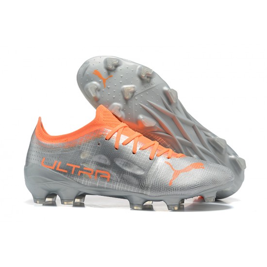 Puma ultra 1.4 FG Low-Top Sliver And Orange For Men Soccer Cleats