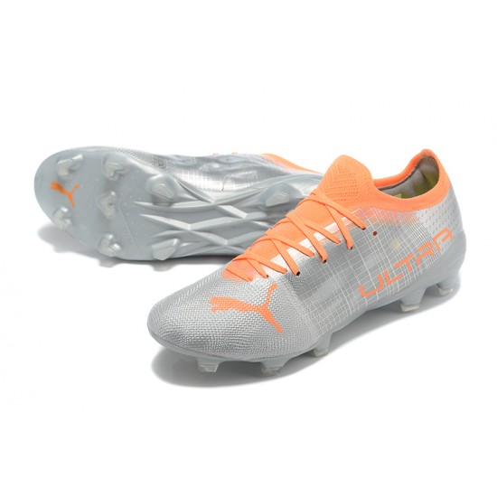 Puma ultra 1.4 FG Low-Top Sliver And Orange For Men Soccer Cleats 