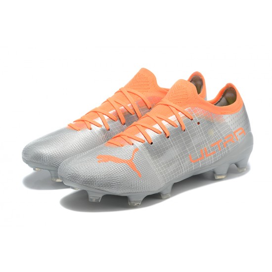 Puma ultra 1.4 FG Low-Top Sliver And Orange For Men Soccer Cleats 