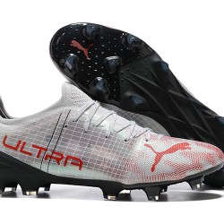 Puma ultra 1.4 FG Low-Top White Black And Red For Men Soccer Cleats 