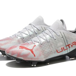 Puma ultra 1.4 FG Low-Top White Black And Red For Men Soccer Cleats 