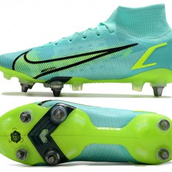 Nike Mercurial Vapor 14 Elite SG PRO Anti Clog Blue Green Mens High Soccer Cleats