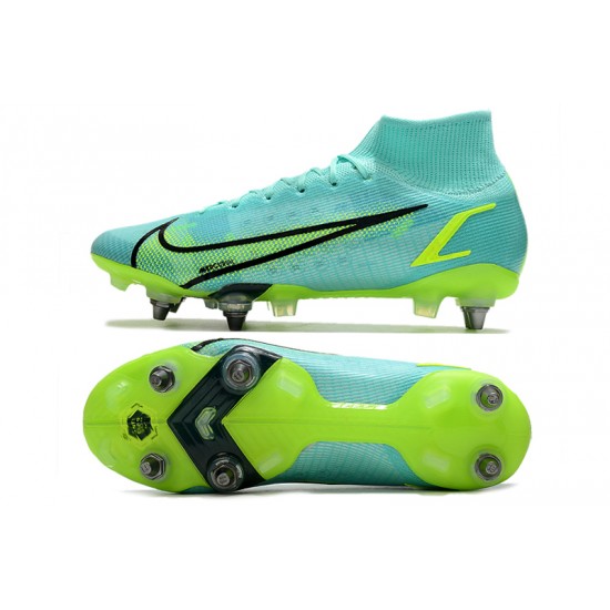 Salable Goods Nike Mercurial Vapor 14 Elite SG PRO Anti Clog Blue Green Mens High Soccer Cleats Sale