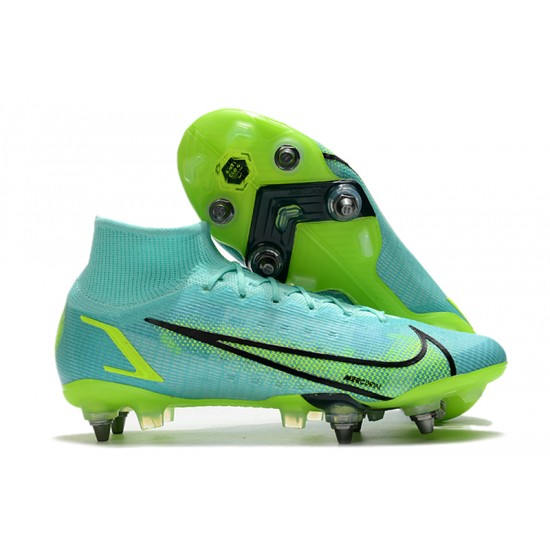 Salable Goods Nike Mercurial Vapor 14 Elite SG PRO Anti Clog Blue Green Mens High Soccer Cleats Sale