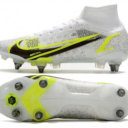 Nike Mercurial Vapor 14 Elite SG PRO Anti Clog White Yellow For Mens High Soccer Cleats