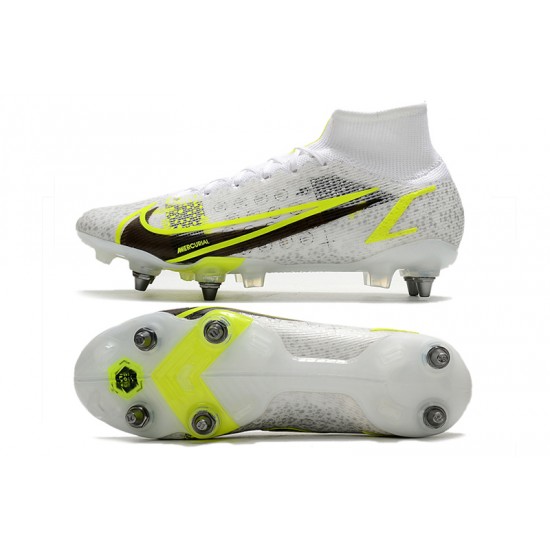 Nike Mercurial Vapor 14 Elite SG PRO Anti Clog White Yellow For Mens High Soccer Cleats