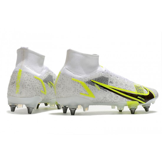 Nike Mercurial Vapor 14 Elite SG PRO Anti Clog White Yellow For Mens High Soccer Cleats