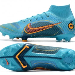 Nike Mercurial Superfly 8 Elite FG High Blue Orange For Mens Soccer Cleats