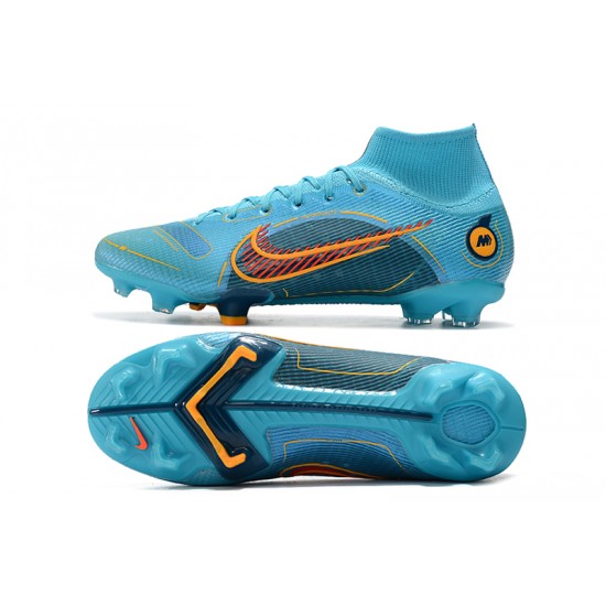 Nike Mercurial Superfly 8 Elite FG High Blue Orange For Mens Soccer Cleats