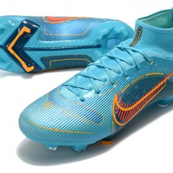 Nike Mercurial Superfly 8 Elite FG High Blue Orange For Mens Soccer Cleats