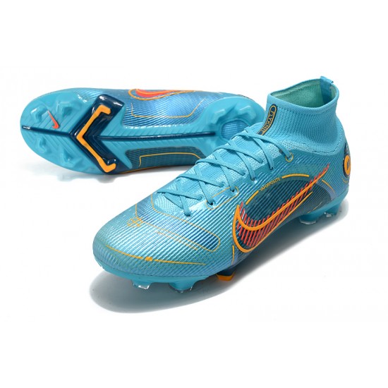 Nike Mercurial Superfly 8 Elite FG High Blue Orange For Mens Soccer Cleats