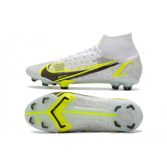 Nike Mercurial Superfly 8 Elite FG High White Yellow For Mens Soccer Cleats