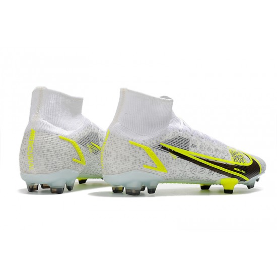 Nike Mercurial Superfly 8 Elite FG High White Yellow For Mens Soccer Cleats