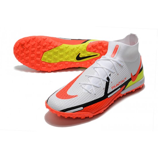 Nike Phantom GT2 Elite TF High White Orange For Mens Soccer Cleats