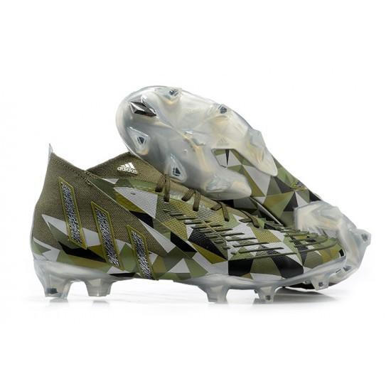 Adidas Predator Edge Geometric 1 FG Black ArmyGreen Soccer Cleats