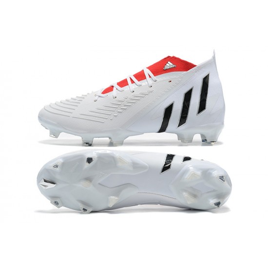 Adidas Predator Edge Geometric 1 FG White Black Red Low Soccer Cleats