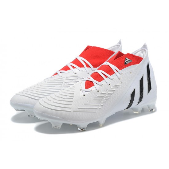 Adidas Predator Edge Geometric 1 FG White Black Red Low Soccer Cleats