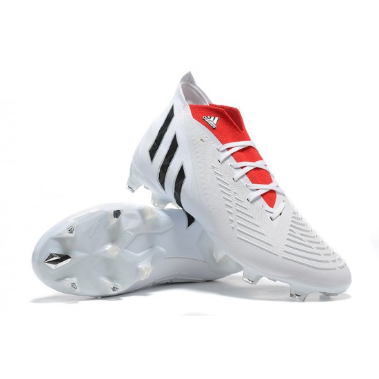 Adidas Predator Edge Geometric 1 FG White Black Red Low Soccer Cleats