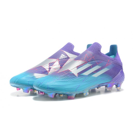 Adidas X Speedflow 1 FG Purple With Blue Silver Low Soccer Cleats