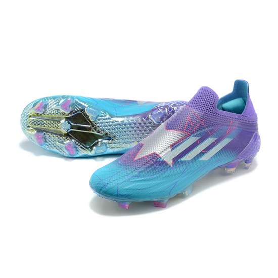 Adidas X Speedflow 1 FG Purple With Blue Silver Low Soccer Cleats