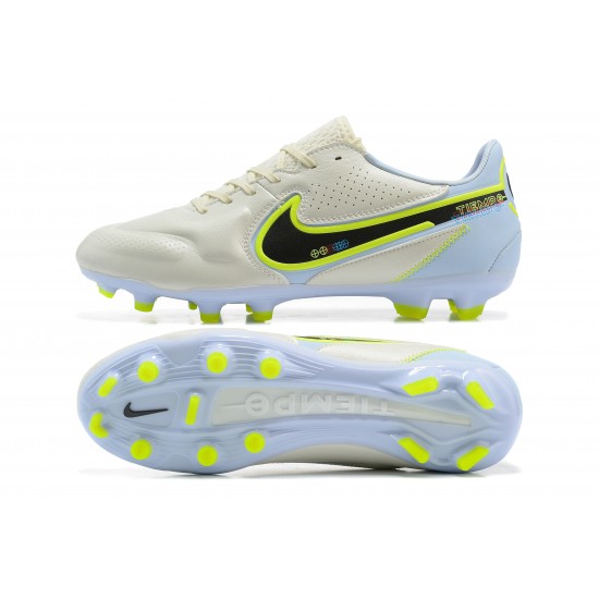 Nike Tiempo Legend 9 Elite FG Beige Green Black Low Soccer Cleats