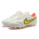 Nike Tiempo Legend 9 Elite FG White Yellow With Low Soccer Cleats