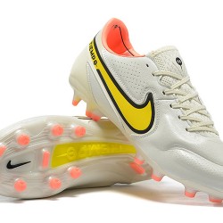 Nike Tiempo Legend 9 Elite FG White Yellow With Low Soccer Cleats