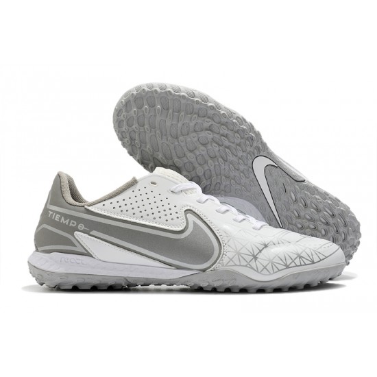 Nike Tiempo Legend 9 Pro TF Silver White Low Soccer Cleats