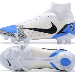 Nike Superfly 8 Elite FG High White Blue Black Soccer Cleats