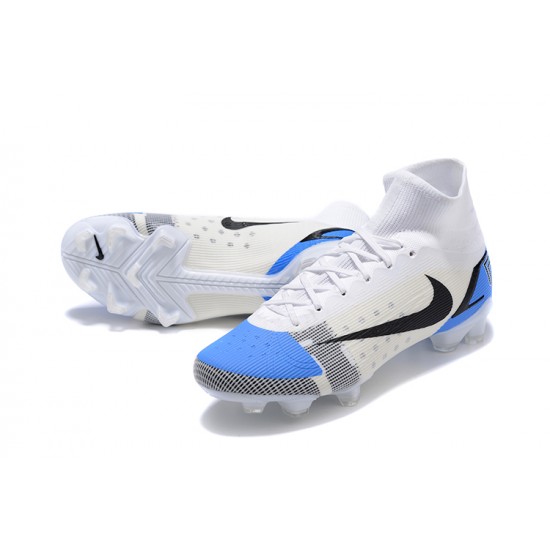 Nike Superfly 8 Elite FG High White Blue Black Soccer Cleats