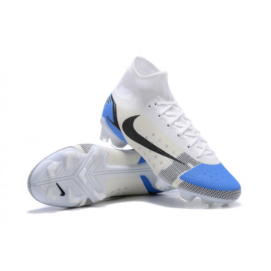 Nike Superfly 8 Elite FG High White Blue Black Soccer Cleats