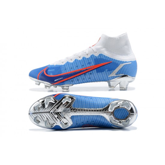 Nike Superfly 8 Elite FG High White Blue Red Soccer Cleats