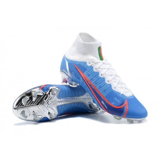 Nike Superfly 8 Elite FG High White Blue Red Soccer Cleats