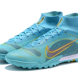 Nike Superfly 8 Elite TF High Light Blue Yellow Soccer Cleats